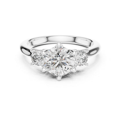 Pure Carat 14K Rose Gold Engagement Ring with Round Lab-Grown Diamond for Women