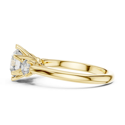 Pure Carat 14K Rose Gold Engagement Ring with Round Lab-Grown Diamond for Women