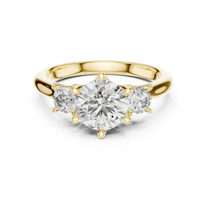 Pure Carat 14K Rose Gold Engagement Ring with Round Lab-Grown Diamond for Women