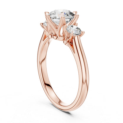 Pure Carat 14K Rose Gold Engagement Ring with Round Lab-Grown Diamond for Women