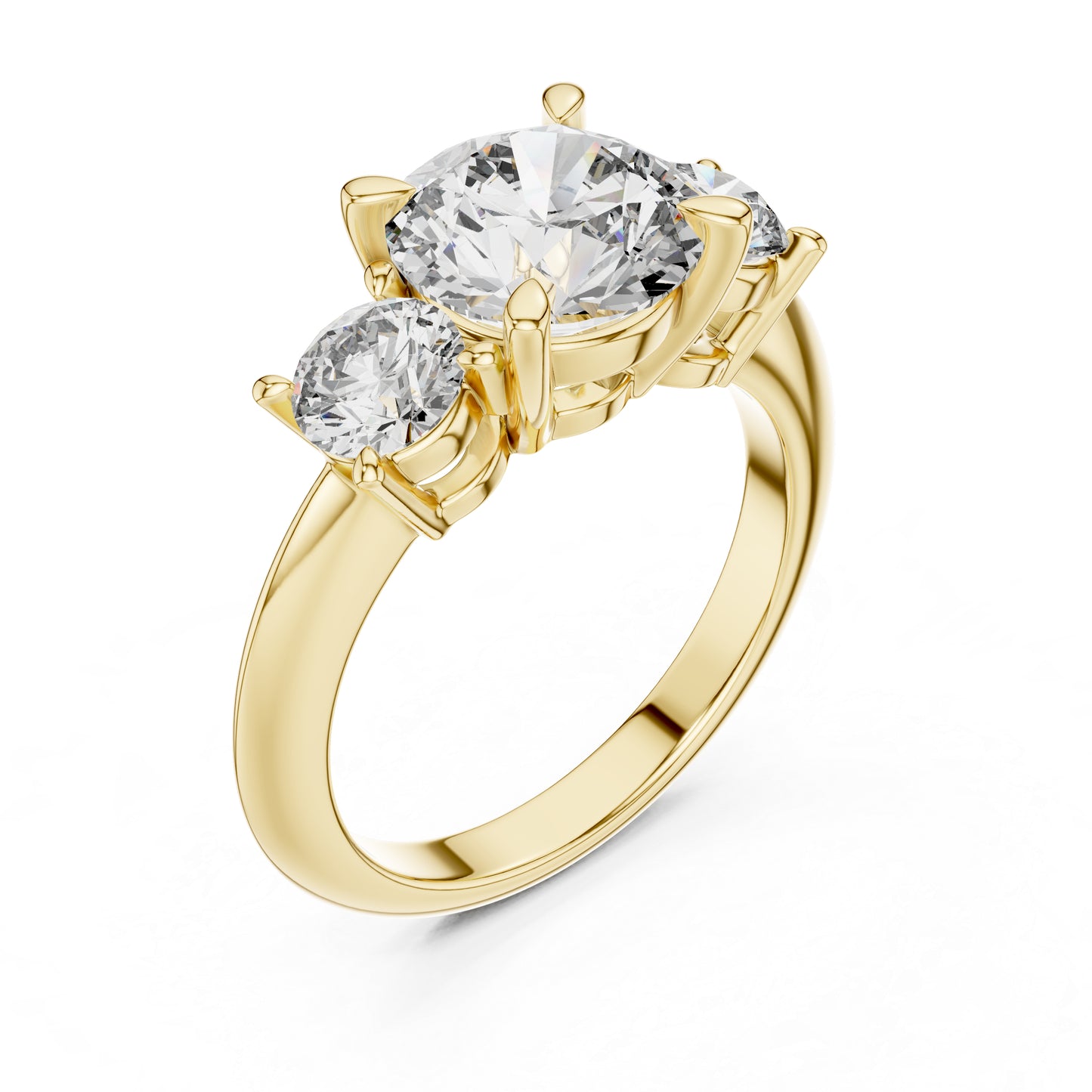 14K Yellow Gold Round Lab-Grown Diamond Ring for Women - Everyday Wear - Pure Carat
