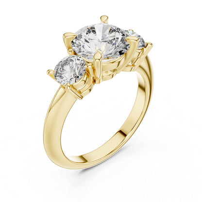 14K Yellow Gold Round Lab-Grown Diamond Ring for Women - Everyday Wear - Pure Carat