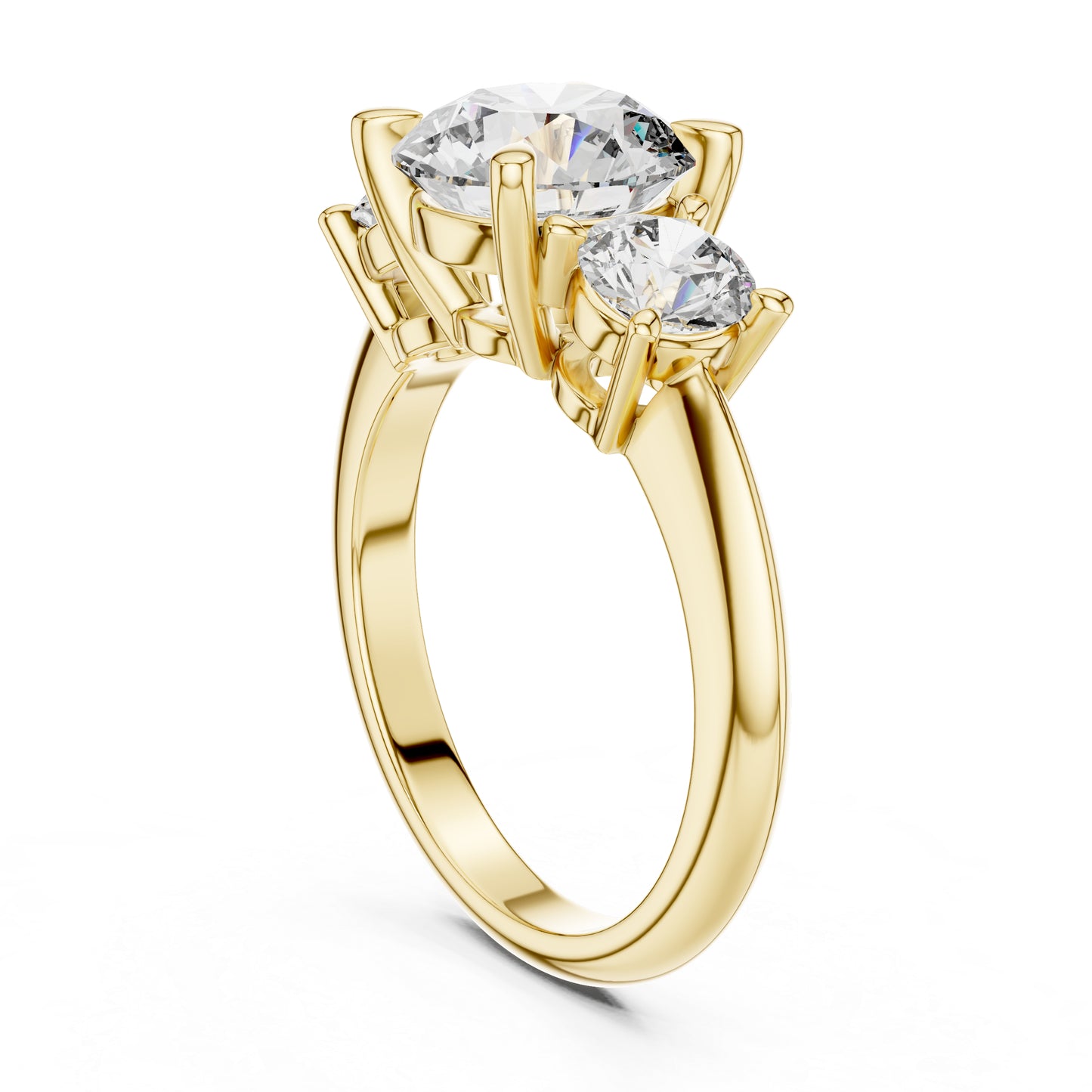14K Yellow Gold Round Lab-Grown Diamond Ring for Women - Everyday Wear - Pure Carat