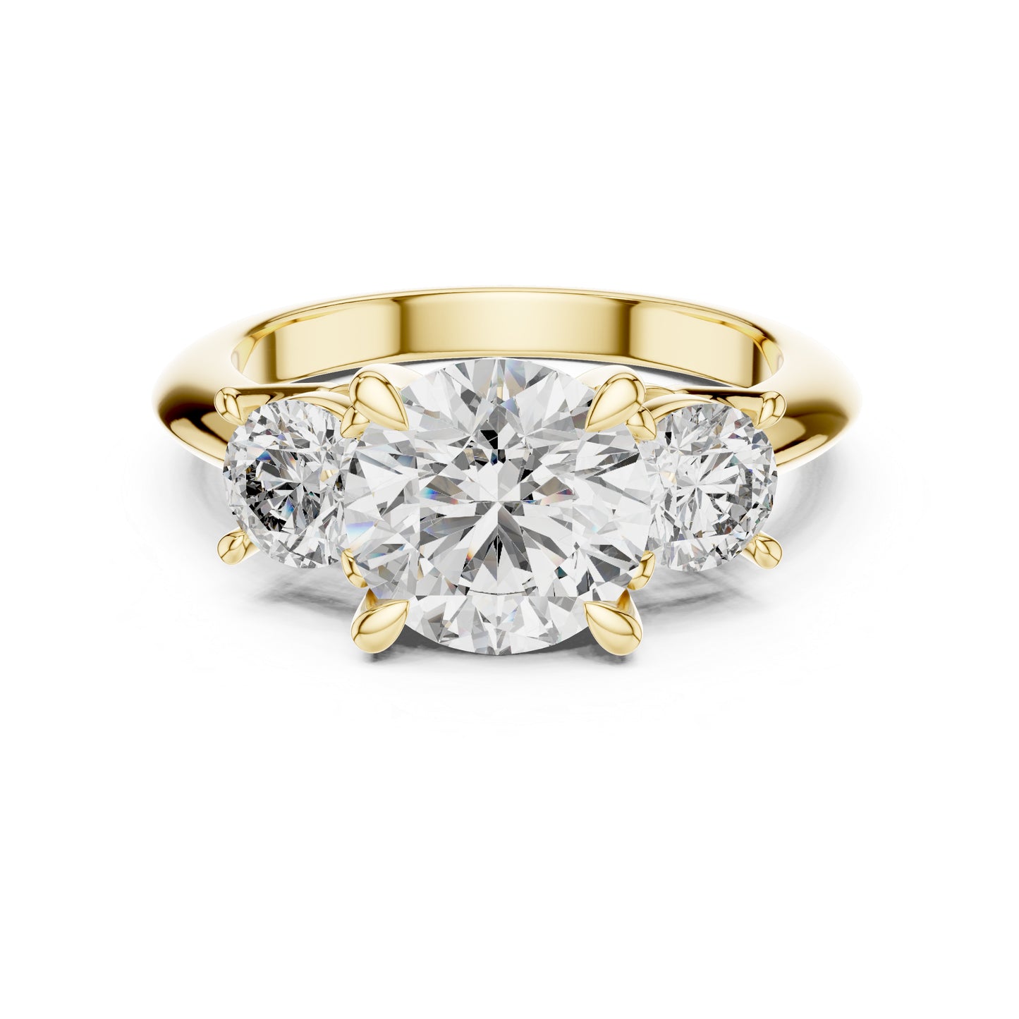 14K Yellow Gold Round Lab-Grown Diamond Ring for Women - Everyday Wear - Pure Carat