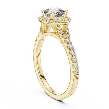 Pure Carat 18K White Gold Stud Ring with Cushion & Round Lab-Grown Diamonds