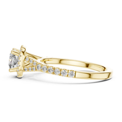 Pure Carat 18K White Gold Stud Ring with Cushion & Round Lab-Grown Diamonds