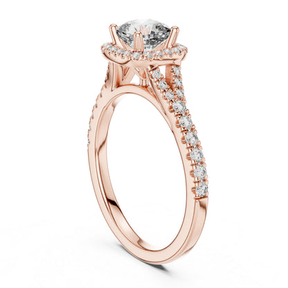 Pure Carat 18K White Gold Stud Ring with Cushion & Round Lab-Grown Diamonds