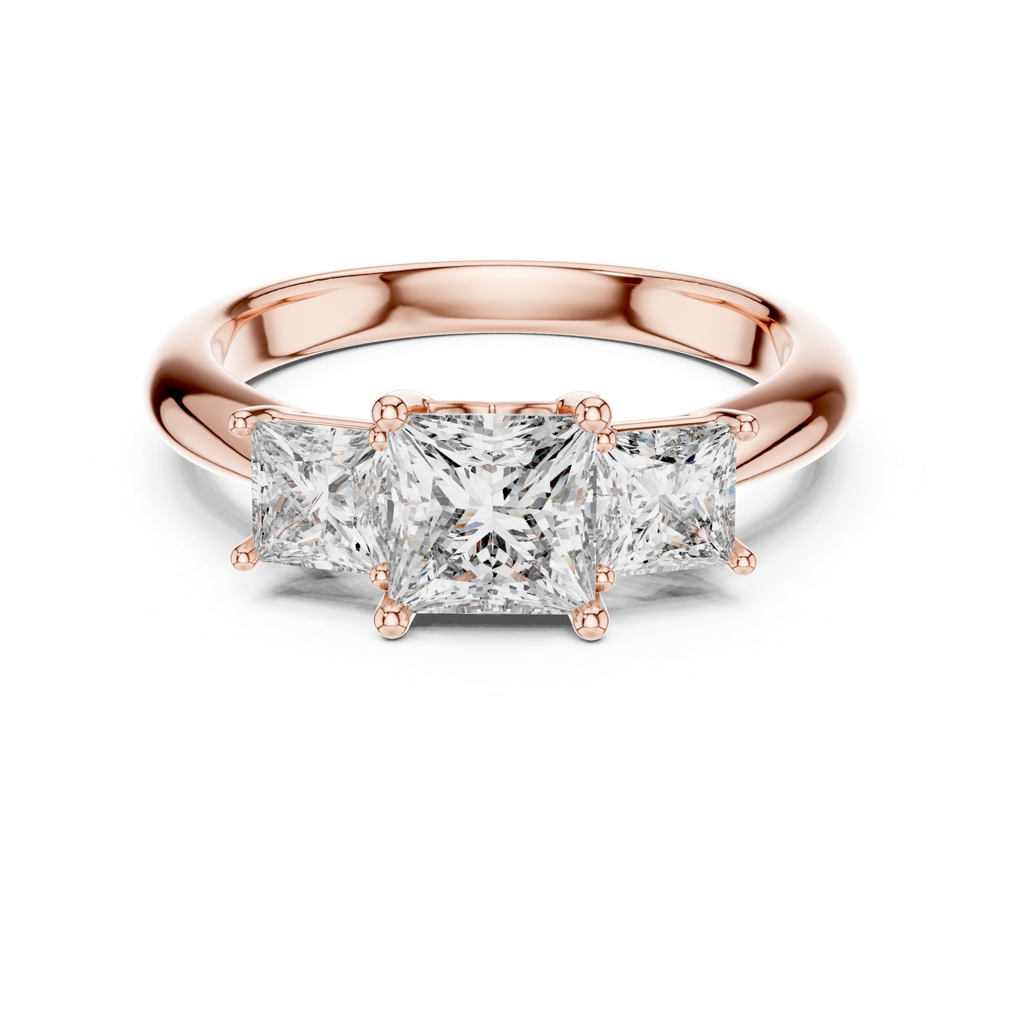 Princess Cut Lab-Grown Diamond Ring in 14K Rose Gold - Elegant Office Wear - Pure Carat