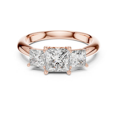 Princess Cut Lab-Grown Diamond Ring in 14K Rose Gold - Elegant Office Wear - Pure Carat