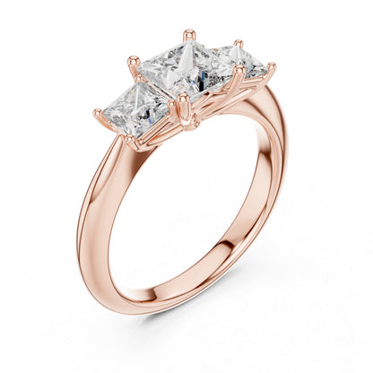 Princess Cut Lab-Grown Diamond Ring in 14K Rose Gold - Elegant Office Wear - Pure Carat