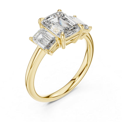 Emerald Cut Lab-Grown Diamond Solitaire Ring in 18K Yellow Gold - Pure Carat