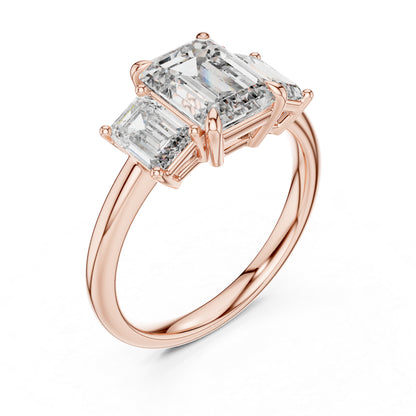 Emerald Cut Lab-Grown Diamond Solitaire Ring in 18K Yellow Gold - Pure Carat