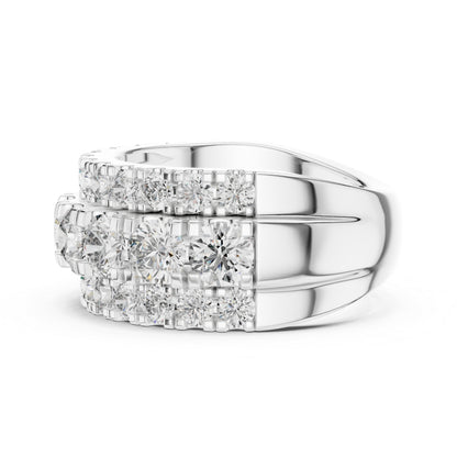 18K White Gold Round Lab-Grown Diamond Drop Ring for Women - Everyday Wear - Pure Carat