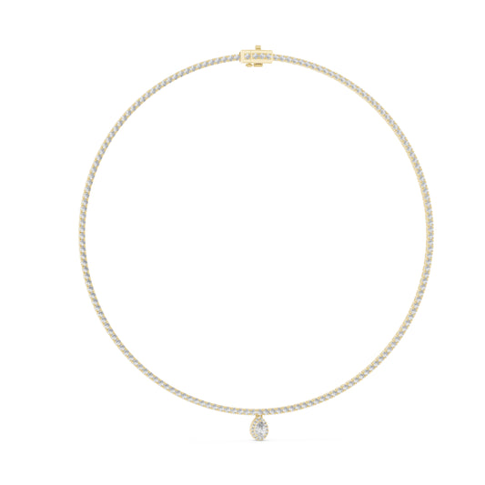 14k Yellow Gold Pear/Round Lab-Grown Diamond Everyday Wear Necklace for Women | Pure Carat