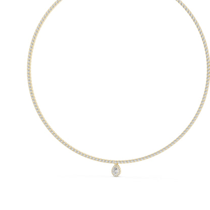 14k Yellow Gold Pear/Round Lab-Grown Diamond Everyday Wear Necklace for Women | Pure Carat