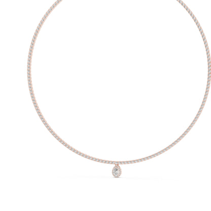 14k Yellow Gold Pear/Round Lab-Grown Diamond Everyday Wear Necklace for Women | Pure Carat