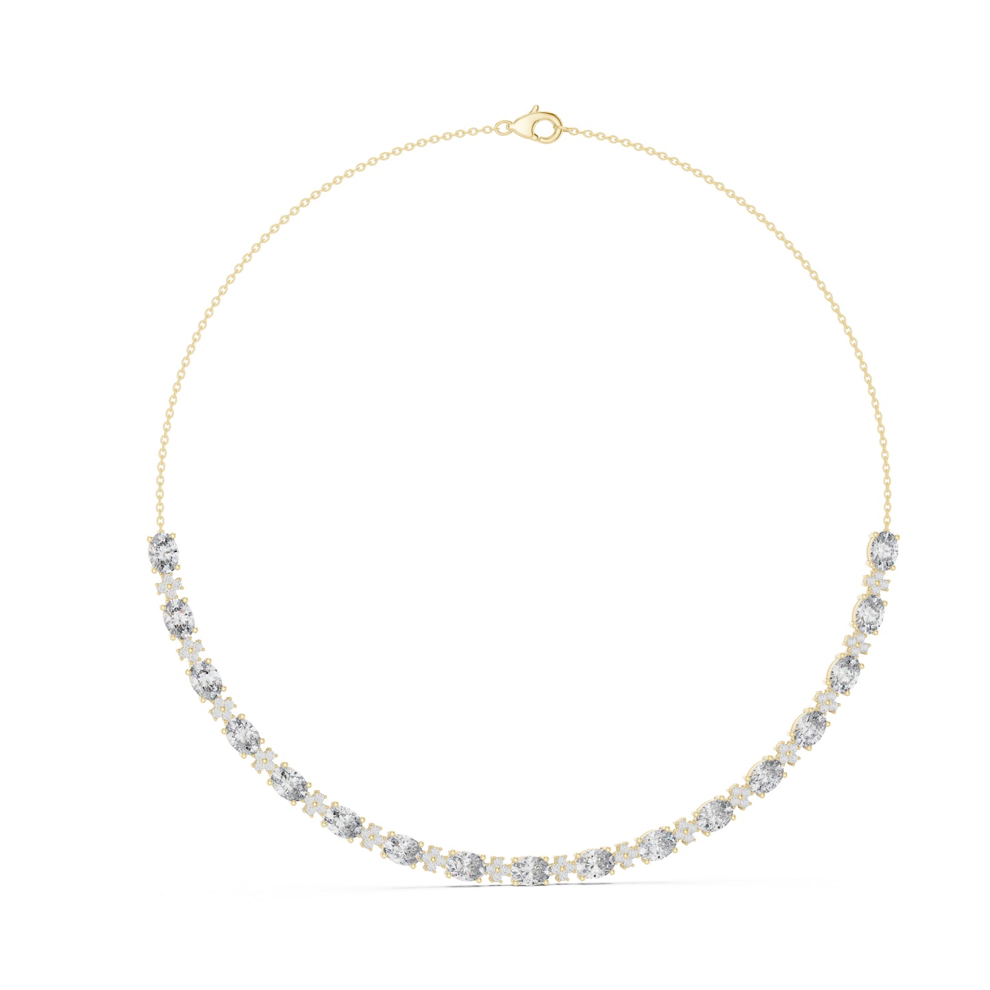 18k Yellow Gold Oval/Round Lab-Grown Diamond Bridal Necklace for Women | Pure Carat