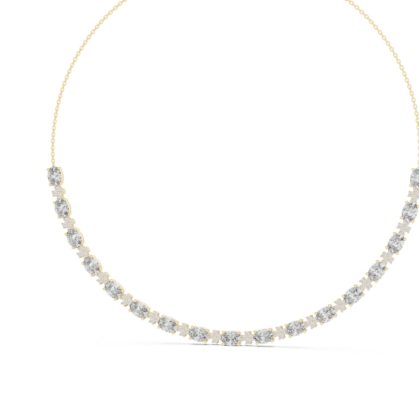 18k Yellow Gold Oval/Round Lab-Grown Diamond Bridal Necklace for Women | Pure Carat