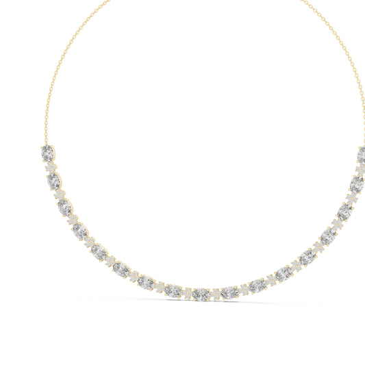 18k Yellow Gold Oval/Round Lab-Grown Diamond Bridal Necklace for Women | Pure Carat