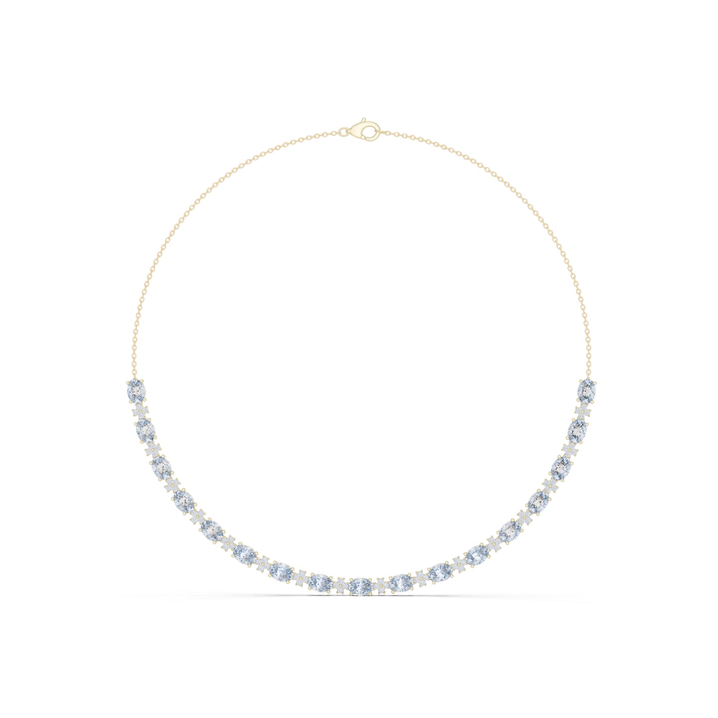 18k Yellow Gold Oval/Round Lab-Grown Diamond Bridal Necklace for Women | Pure Carat