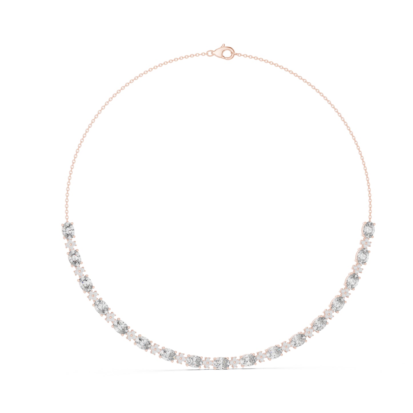 18k Yellow Gold Oval/Round Lab-Grown Diamond Bridal Necklace for Women | Pure Carat