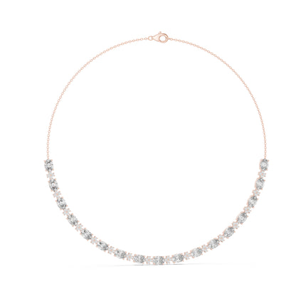 18k Yellow Gold Oval/Round Lab-Grown Diamond Bridal Necklace for Women | Pure Carat