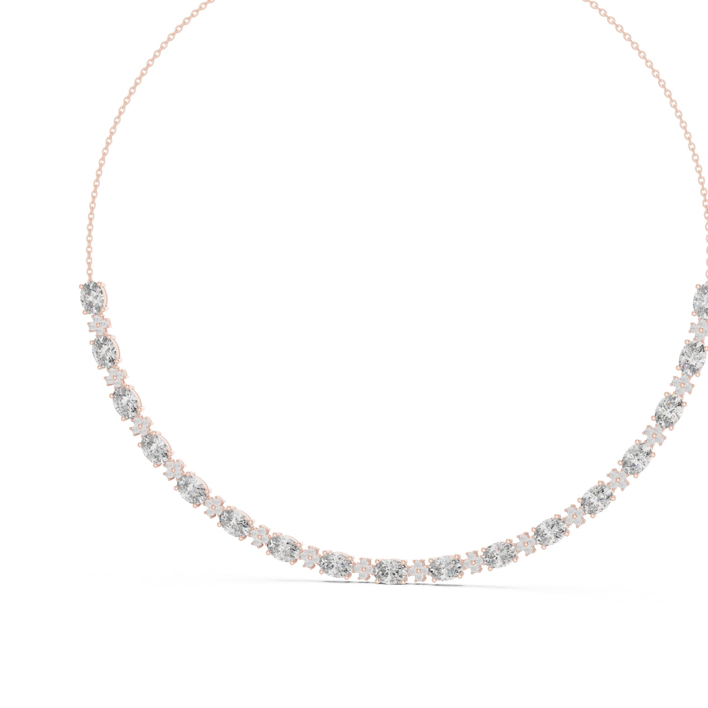 18k Yellow Gold Oval/Round Lab-Grown Diamond Bridal Necklace for Women | Pure Carat