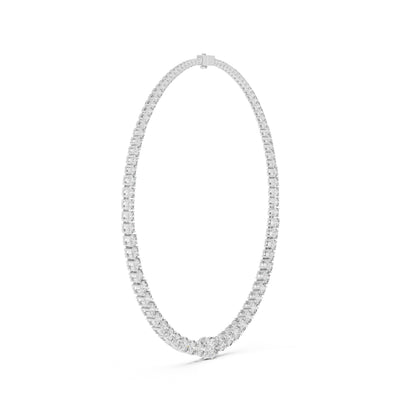 18k Yellow Gold Oval/Round Lab-Grown Diamond Everyday Wear Necklace for Women | Pure Carat