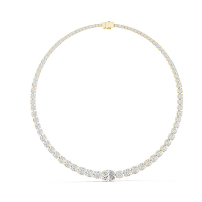 18k Yellow Gold Oval/Round Lab-Grown Diamond Everyday Wear Necklace for Women | Pure Carat