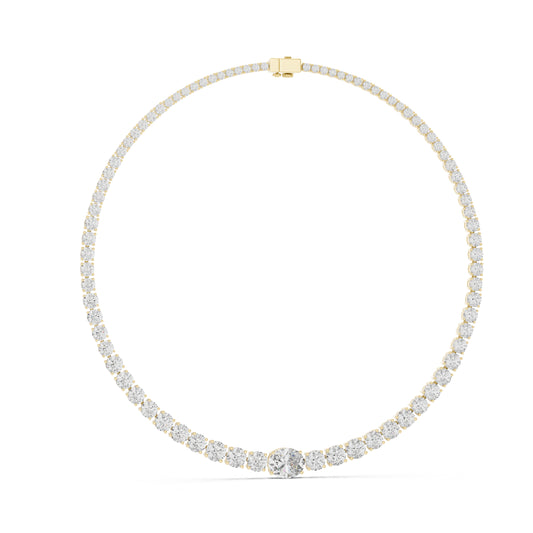 18k Yellow Gold Oval/Round Lab-Grown Diamond Everyday Wear Necklace for Women | Pure Carat