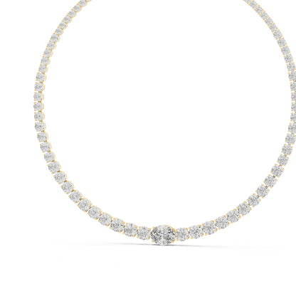 18k Yellow Gold Oval/Round Lab-Grown Diamond Everyday Wear Necklace for Women | Pure Carat