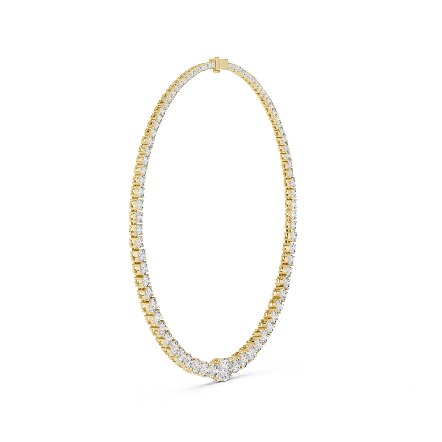 18k Yellow Gold Oval/Round Lab-Grown Diamond Everyday Wear Necklace for Women | Pure Carat