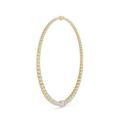 18k Yellow Gold Oval/Round Lab-Grown Diamond Everyday Wear Necklace for Women | Pure Carat
