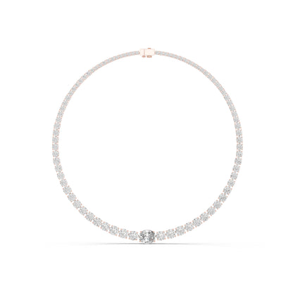 18k Yellow Gold Oval/Round Lab-Grown Diamond Everyday Wear Necklace for Women | Pure Carat