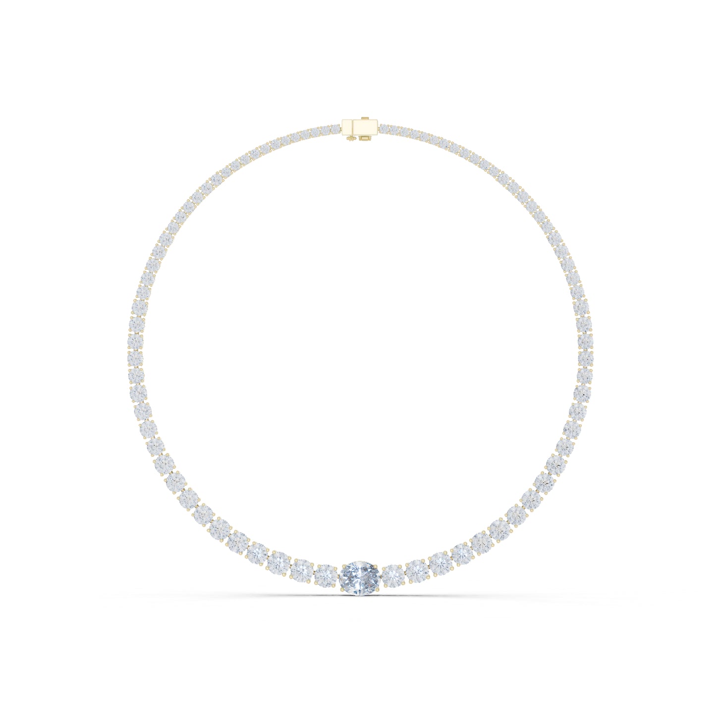 18k Yellow Gold Oval/Round Lab-Grown Diamond Everyday Wear Necklace for Women | Pure Carat