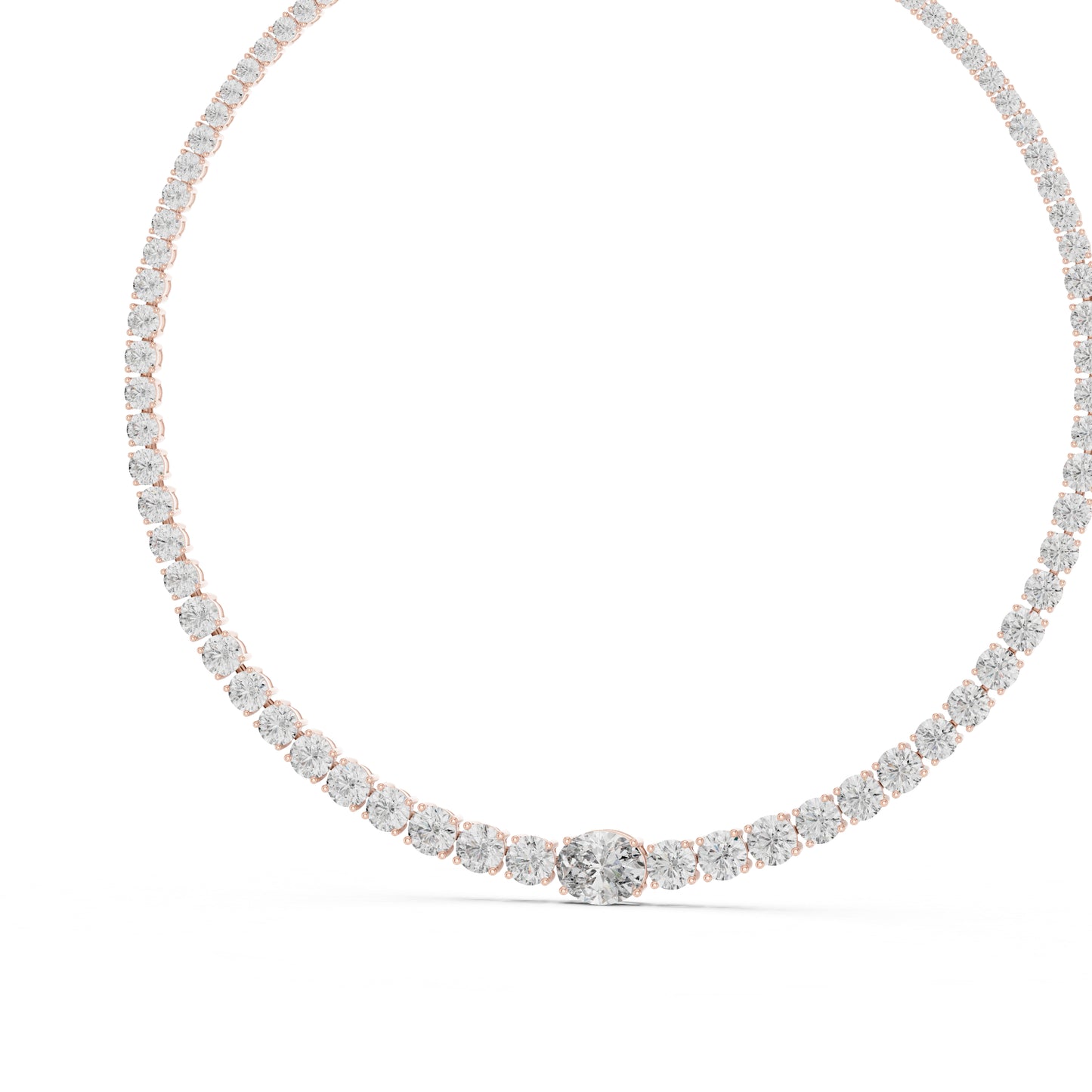 18k Yellow Gold Oval/Round Lab-Grown Diamond Everyday Wear Necklace for Women | Pure Carat