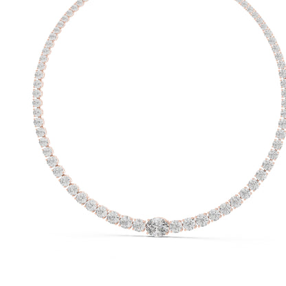 18k Yellow Gold Oval/Round Lab-Grown Diamond Everyday Wear Necklace for Women | Pure Carat