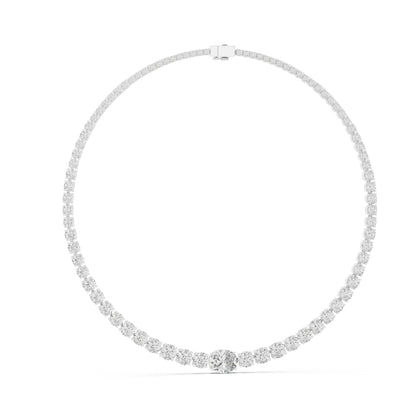 18k Yellow Gold Oval/Round Lab-Grown Diamond Everyday Wear Necklace for Women | Pure Carat