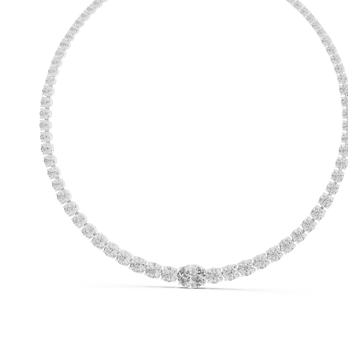 18k Yellow Gold Oval/Round Lab-Grown Diamond Everyday Wear Necklace for Women | Pure Carat