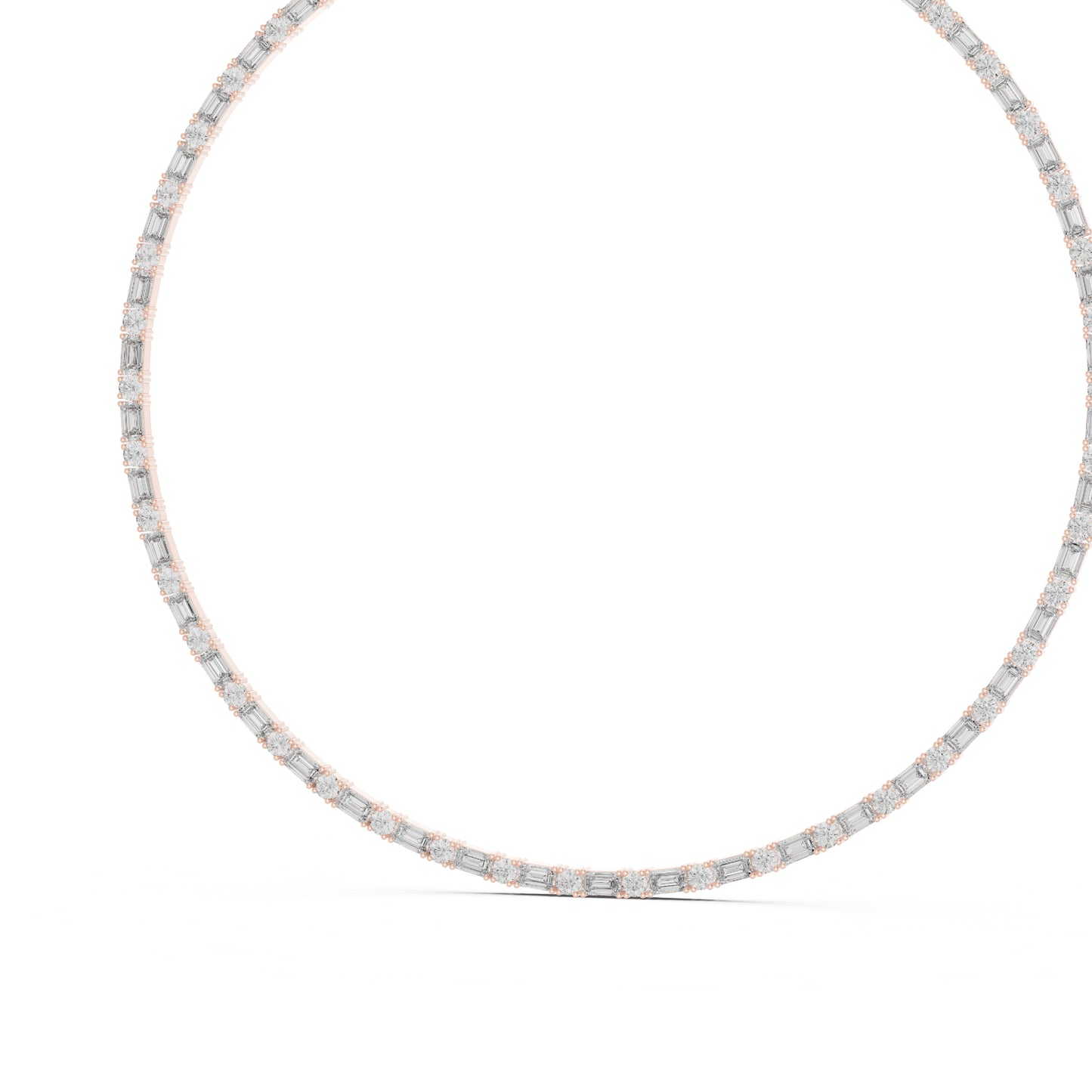 18k Rose Gold Emerald/Round Lab-Grown Diamond Bridal Necklace for Women | Pure Carat