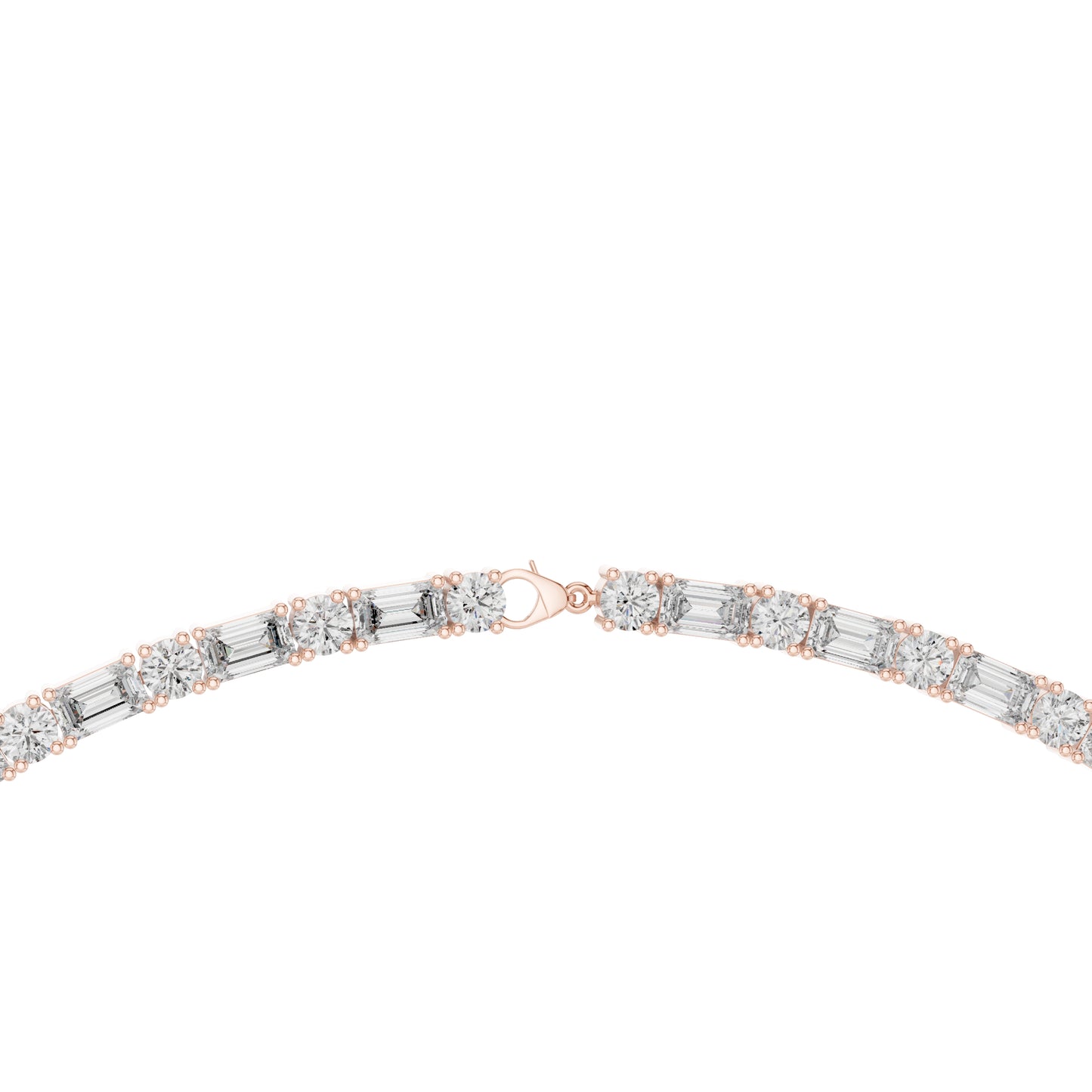 18k Rose Gold Emerald/Round Lab-Grown Diamond Bridal Necklace for Women | Pure Carat