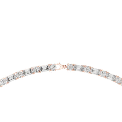 18k Rose Gold Emerald/Round Lab-Grown Diamond Bridal Necklace for Women | Pure Carat