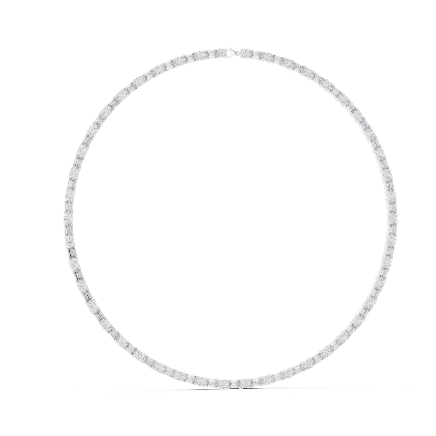 18k Rose Gold Emerald/Round Lab-Grown Diamond Bridal Necklace for Women | Pure Carat