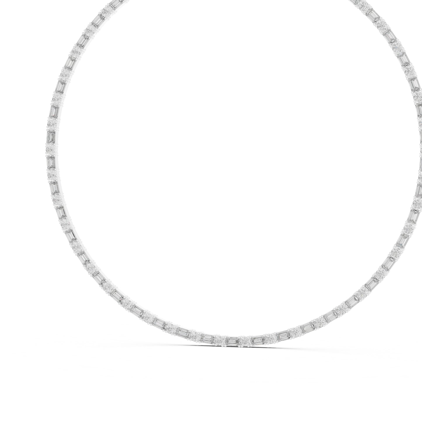 18k Rose Gold Emerald/Round Lab-Grown Diamond Bridal Necklace for Women | Pure Carat