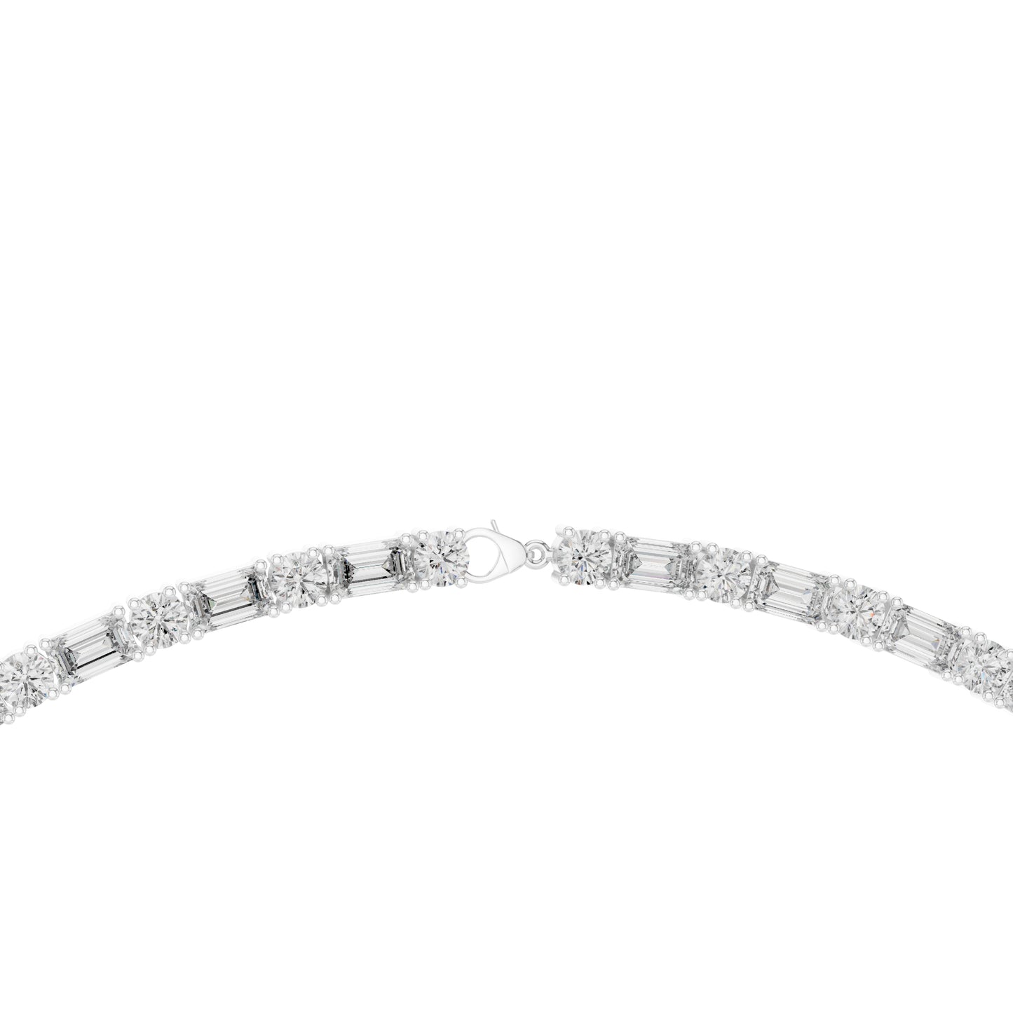 18k Rose Gold Emerald/Round Lab-Grown Diamond Bridal Necklace for Women | Pure Carat