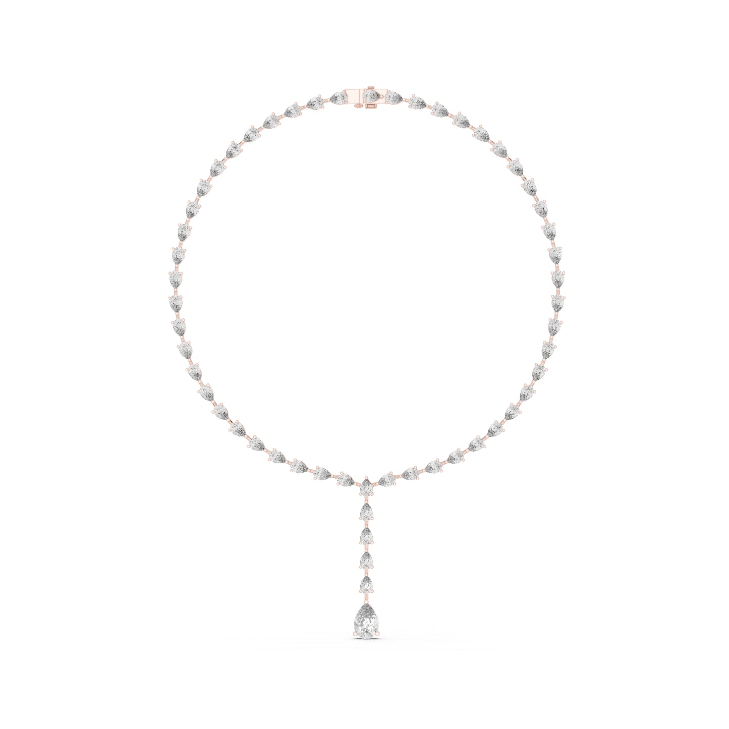 14k Rose Gold Pear Lab-Grown Diamond Party Wear Necklace for Women | Pure Carat