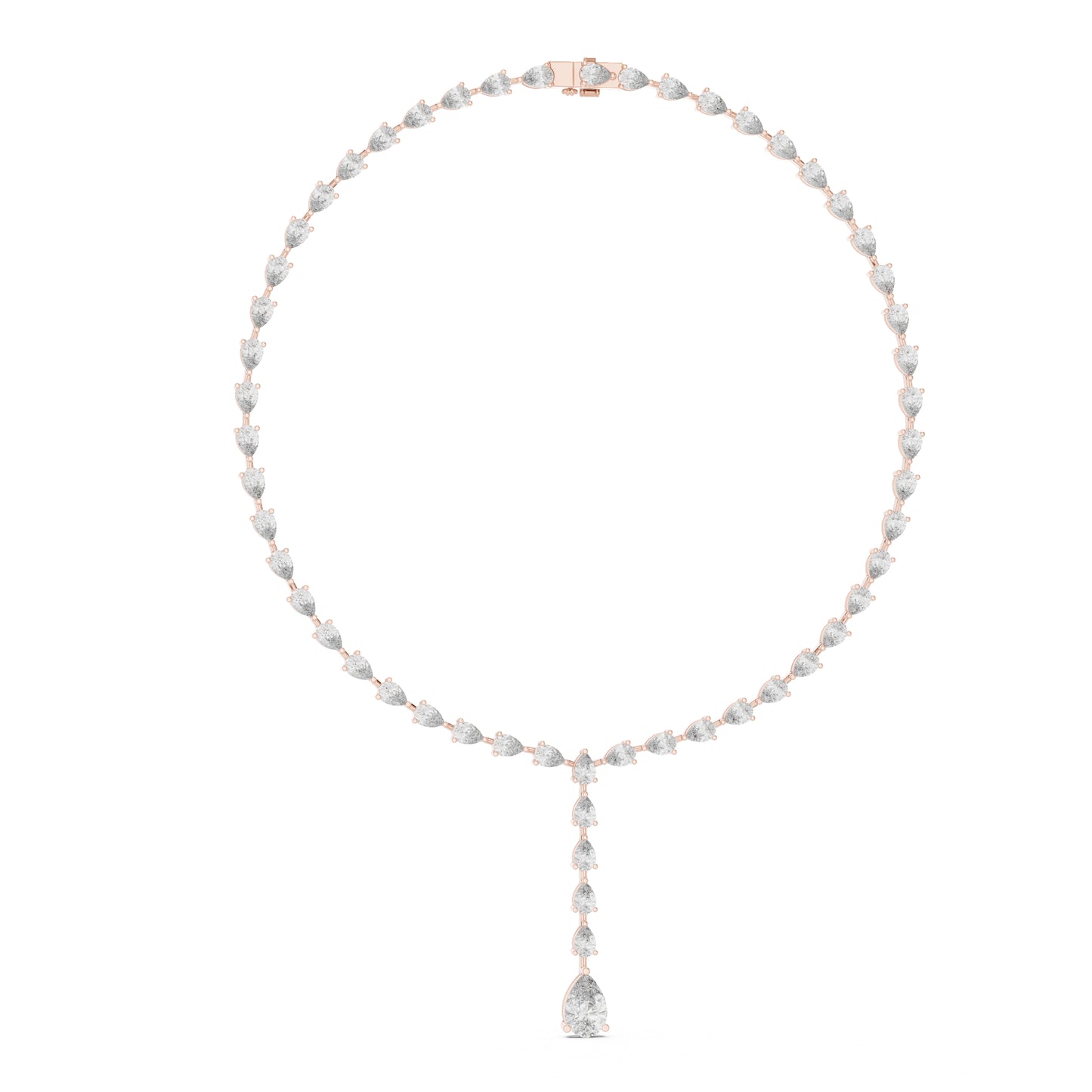 14k Rose Gold Pear Lab-Grown Diamond Party Wear Necklace for Women | Pure Carat