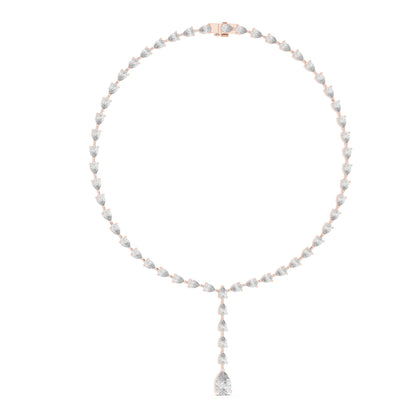 14k Rose Gold Pear Lab-Grown Diamond Party Wear Necklace for Women | Pure Carat