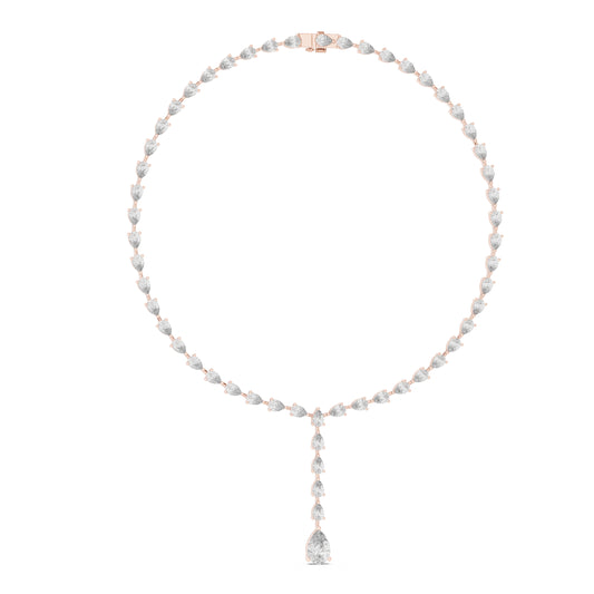 14k Rose Gold Pear Lab-Grown Diamond Party Wear Necklace for Women | Pure Carat