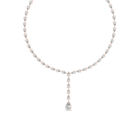 14k Rose Gold Pear Lab-Grown Diamond Party Wear Necklace for Women | Pure Carat